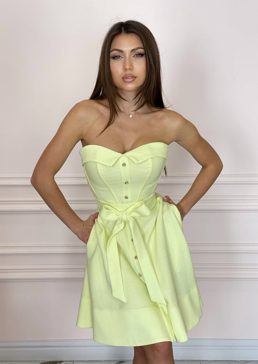 LADY MALLINY LEMON Bustier Midi Dress