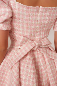 Rose Puff Tweed Dress