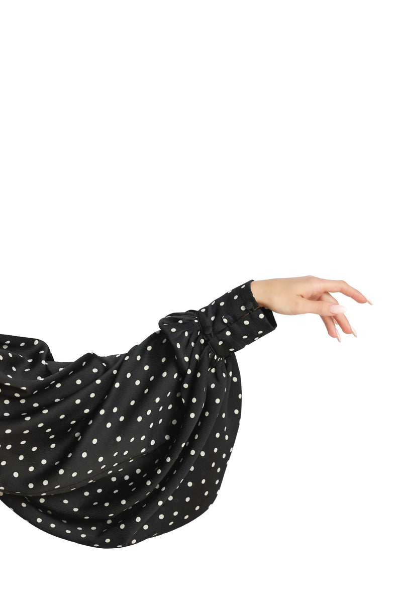 Brigitte Black Polka Dress