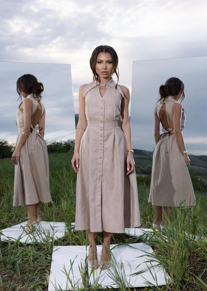 Linen Reverie Beige Dress