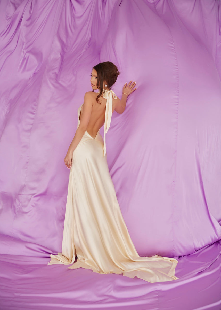 Mirage Silk Dress in Butter