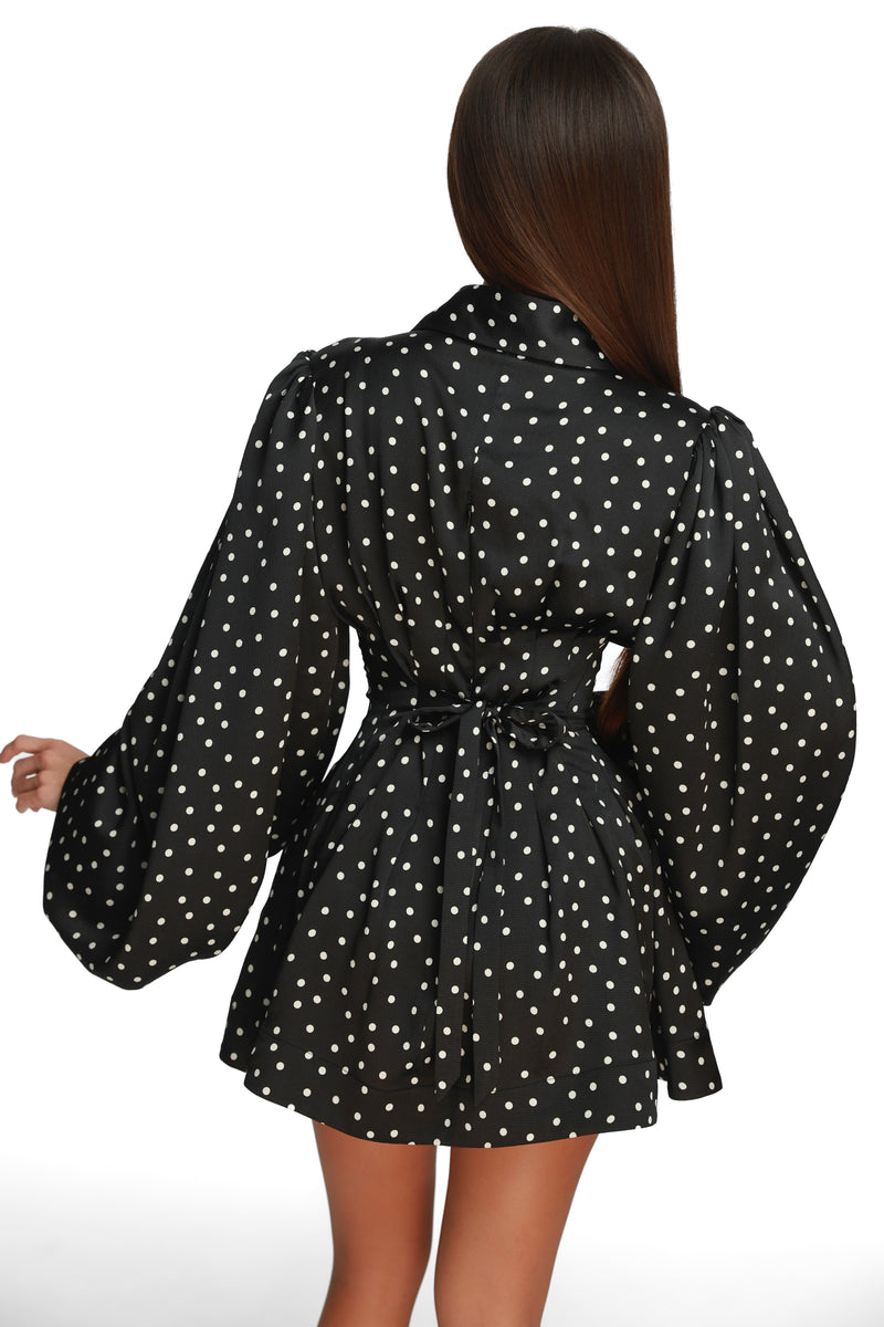 Brigitte Black Polka Dress