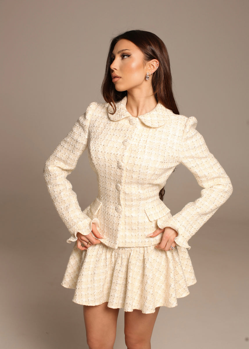 Cream Tweed Grace Blazer & Skirt Set