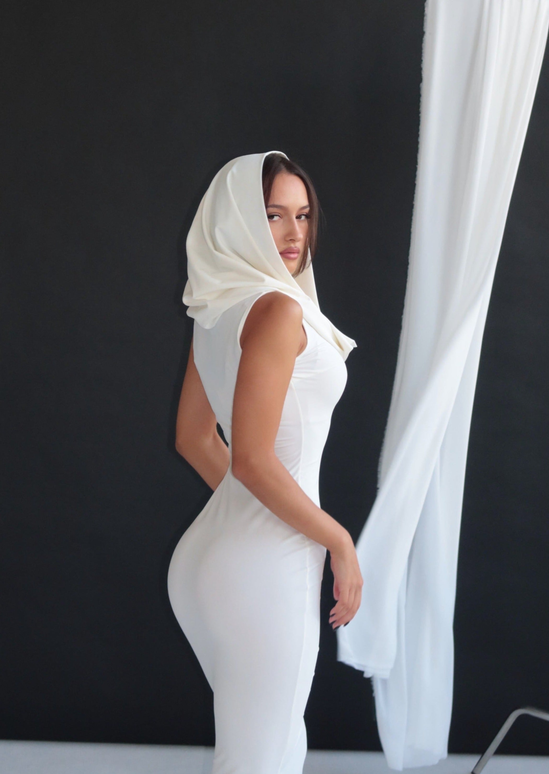 White hooded clearance dress