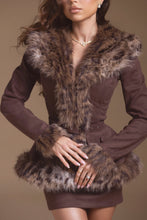 Load image into Gallery viewer, Suede Faux Fur Jacket &amp; Skirt Set
