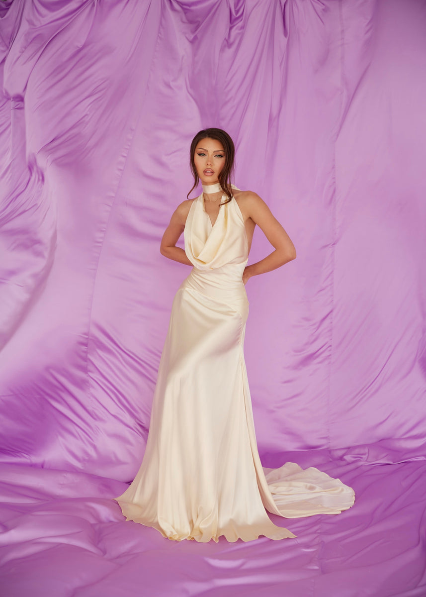 Mirage Silk Dress in Butter