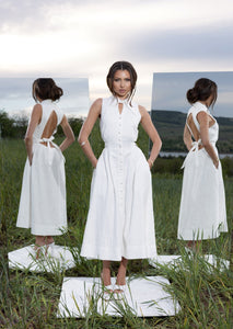 Linen Reverie Pure White Dress