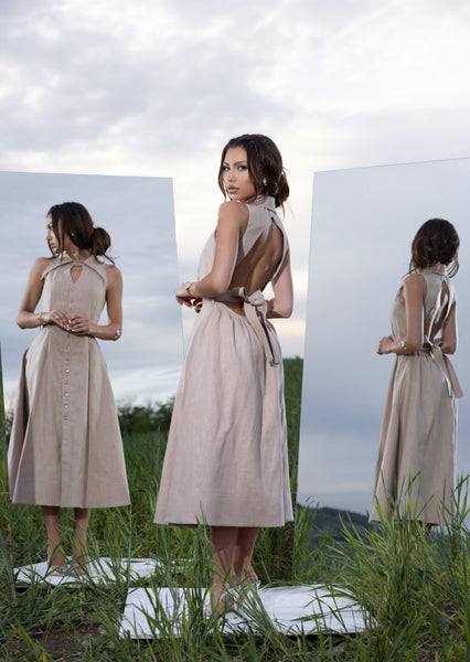 Linen Reverie Beige Dress