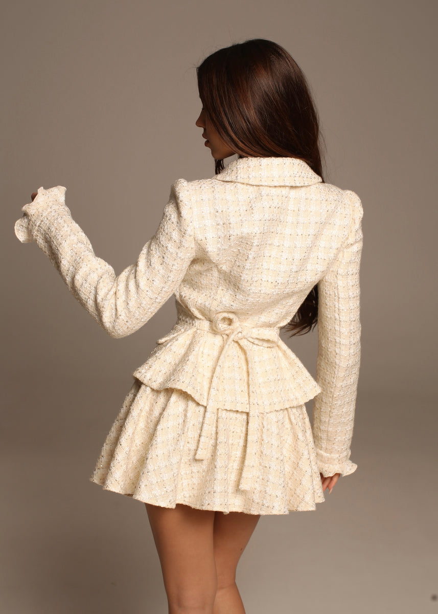 Cream Tweed Grace Blazer & Skirt Set