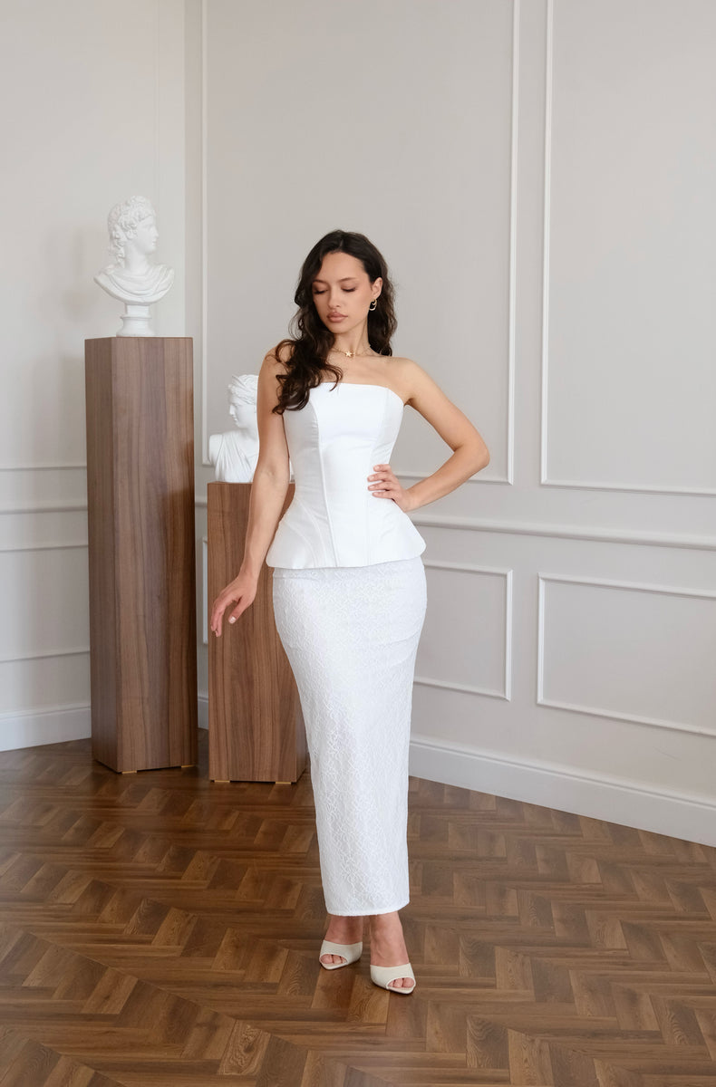 Odette White Corset Set