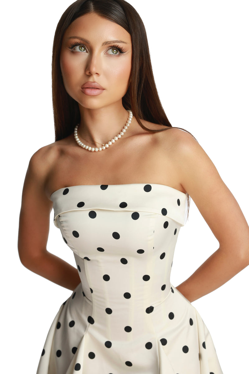 Lola White Polka Dress