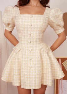 Vanilla Puff Tweed Dress