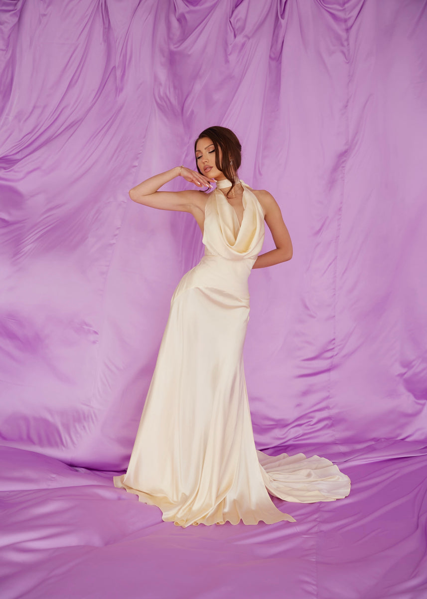 Mirage Silk Dress in Butter