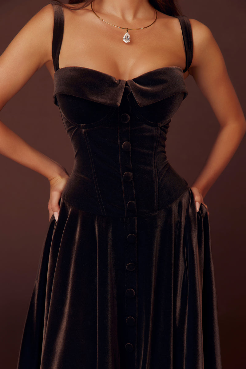 Lady Malliny Brown Velvet Dress