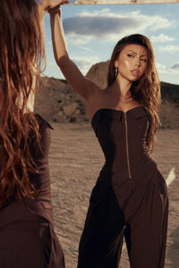 Chocolate Corset & Trousers Set