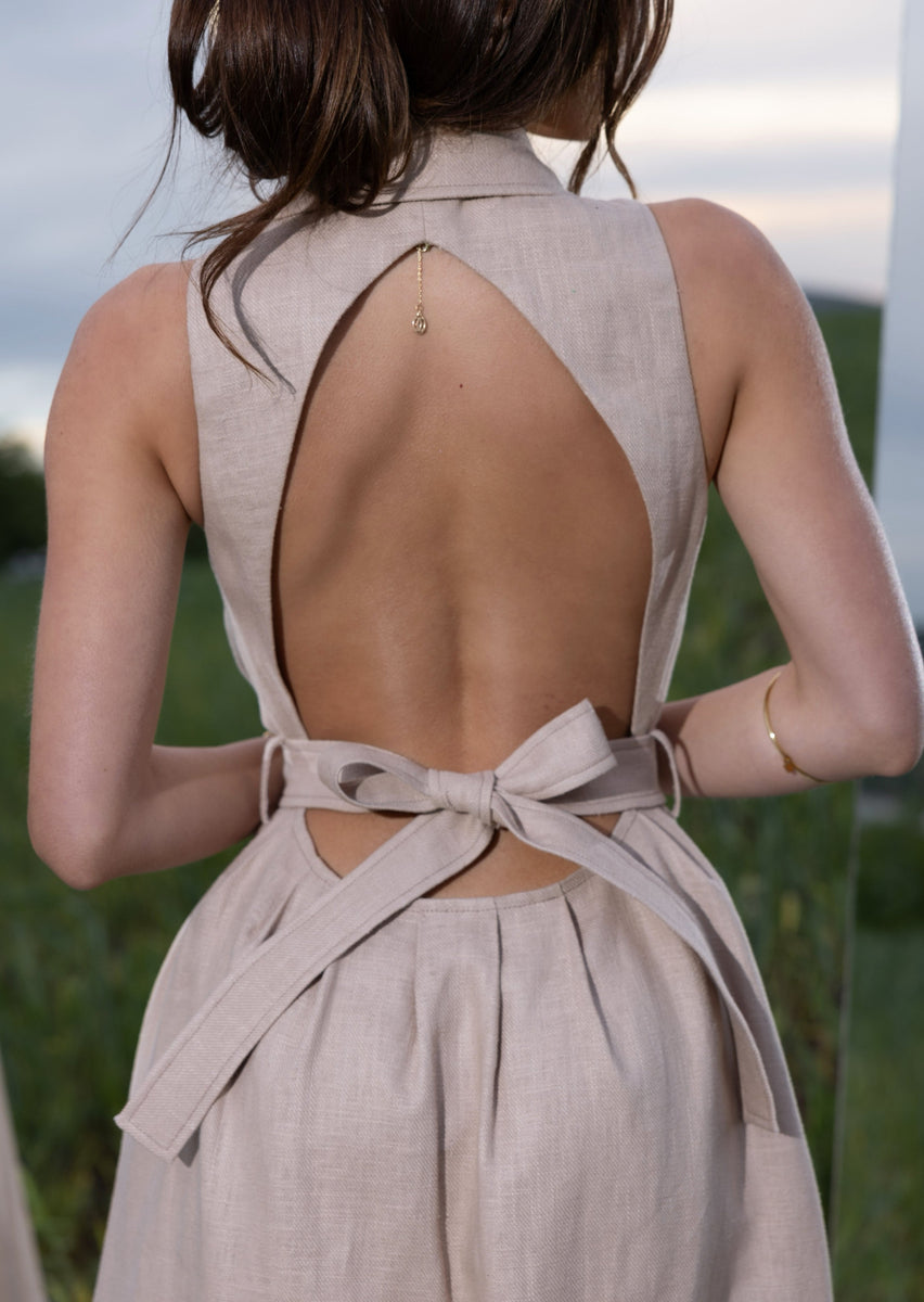 Linen Reverie Beige Dress