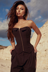 Chocolate Corset & Trousers Set