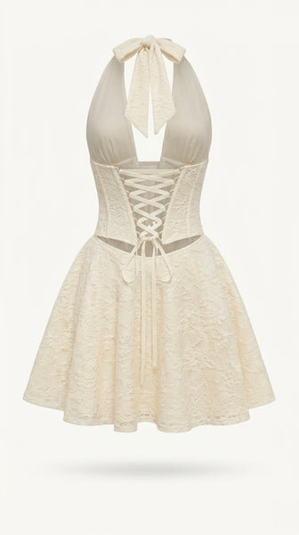 Poeme Ivory Mini Lace Dress