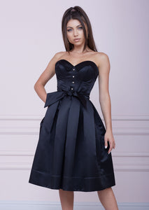 LADY MALLINY Black Bustier Midi Dress