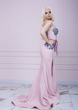 Load image into Gallery viewer, Powder Pink Bustier Godet Long Dress
