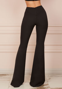 Black Slim Fit Flared Trousers