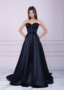 LADY MALLINY Black Long Bustier Dress