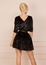 Load image into Gallery viewer, Bonfire TOFFEE Velvet Black Dress
