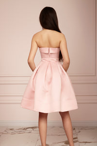 LADY MALLINY Powder Pink Bustier Midi Dress