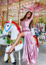 Load image into Gallery viewer, Pink Long Sequin Dress
