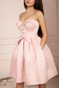 LADY MALLINY Powder Pink Bustier Midi Dress