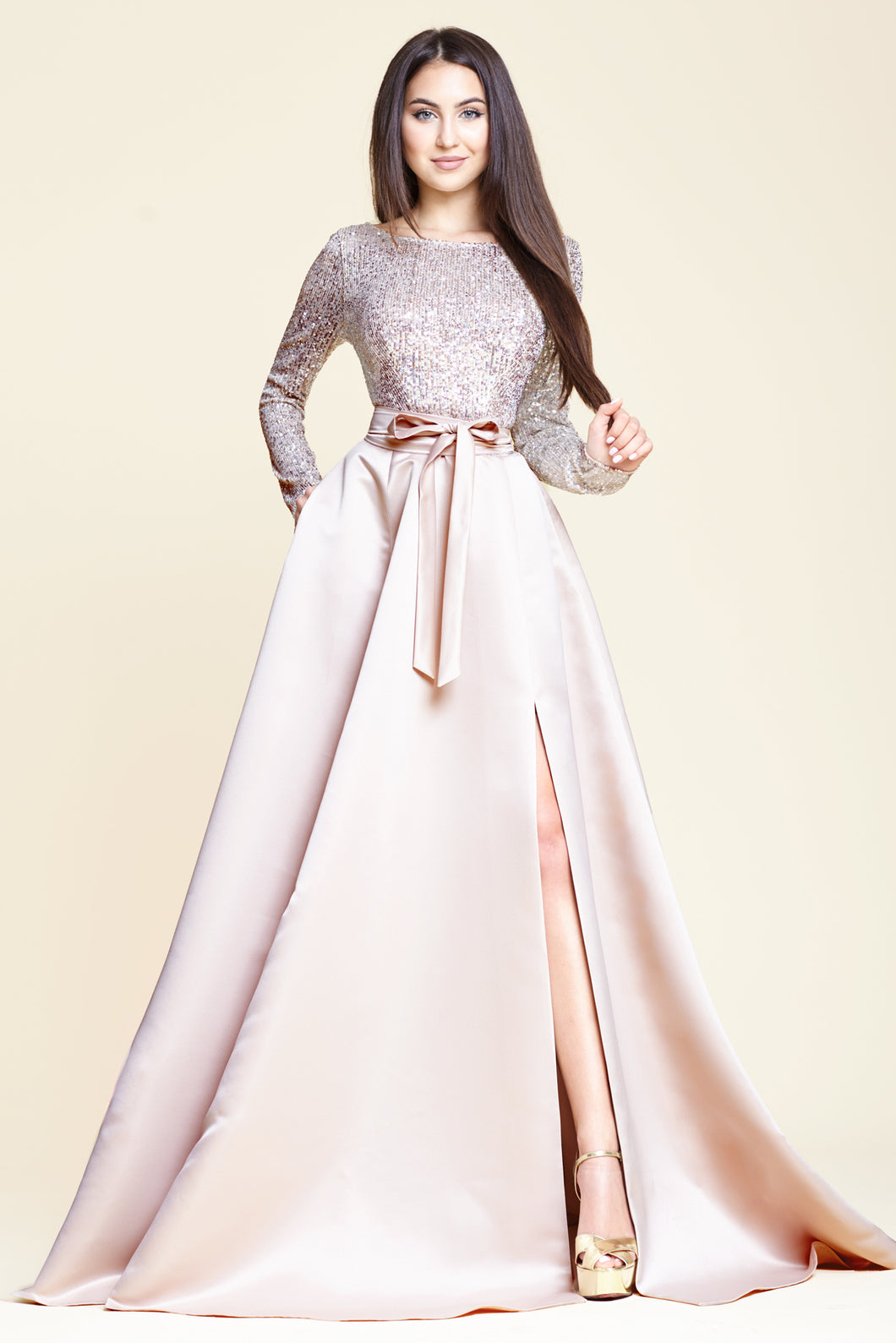 Cream Sequin Duchesse Dress