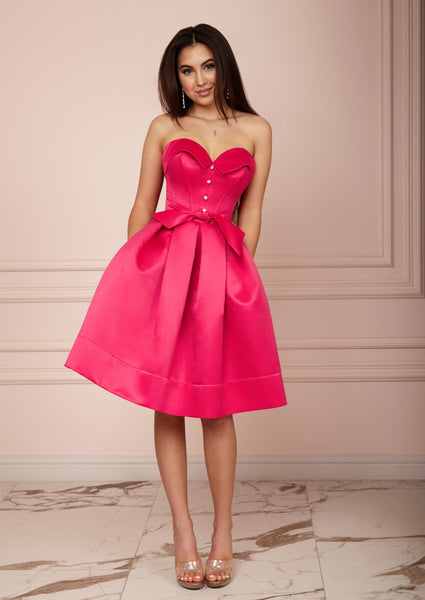 LADY MALLINY Fuchsia Bustier Midi Dress