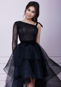 Black Asymmetric Layered Dress