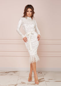 MALLINY ICON Velvet White Dress LIMITED EDITION