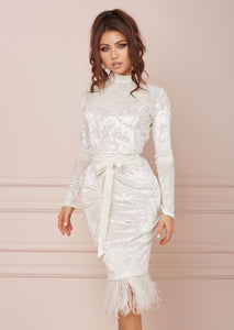 MALLINY ICON Velvet White Dress LIMITED EDITION