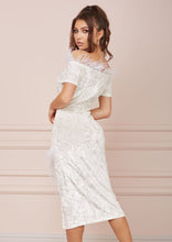 Load image into Gallery viewer, OLD HOLLYWOOD White Velvet Dress LIMITED EDITION
