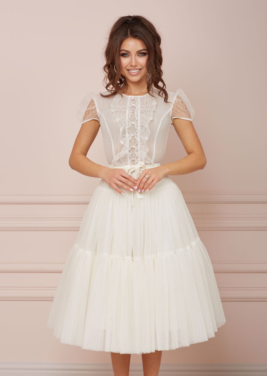 PARIS White Lace & Tulle Dress