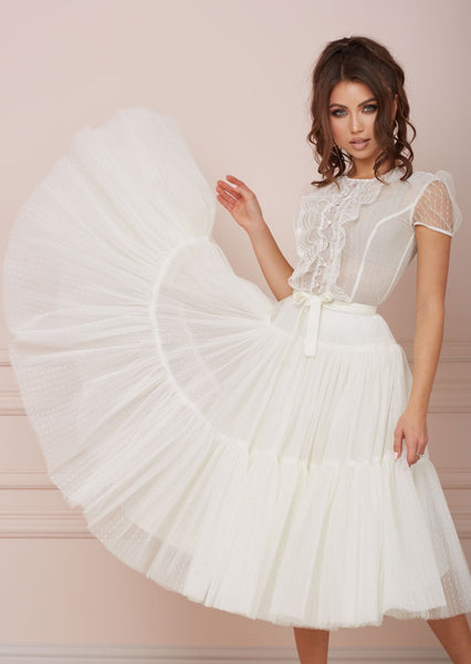 PARIS White Lace & Tulle Dress