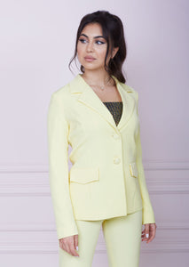 Yellow Single-Breasted Slim Fit Jacket
