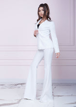 Load image into Gallery viewer, White Slim Fit Flared Trousers
