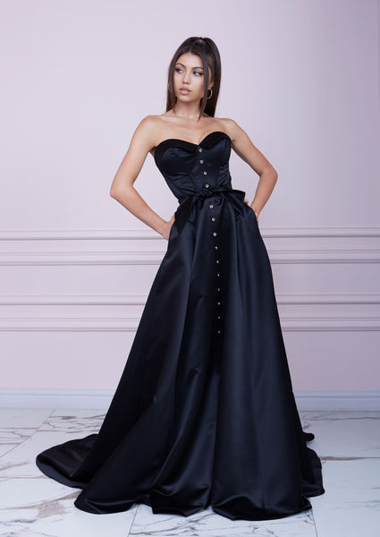 LADY MALLINY Black Long Bustier Dress