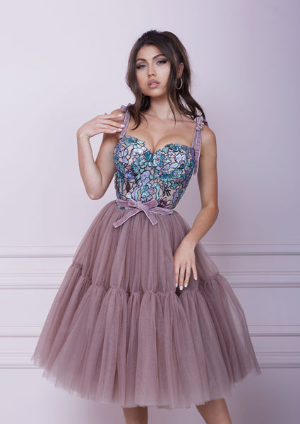THE ONE Pink Cappuccino Midi Tulle Dress