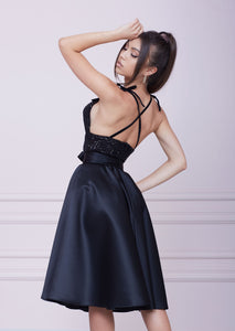 BLACK Sequin Bustier Midi Dress