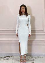 Load image into Gallery viewer, White Knit Midi Dress with High Leg Split

