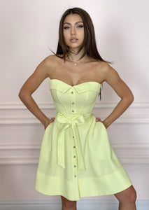 LADY MALLINY LEMON Bustier Midi Dress