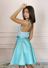 Load image into Gallery viewer, AQUA Blue Midi Sequin And Duchesse Dress

