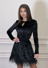 Load image into Gallery viewer, MALLINY ICON Mini Black Velvet Dress with Belt
